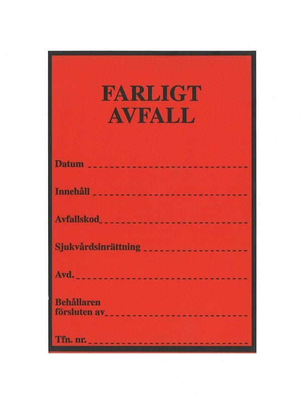 Etikett Farligt avfall 105 x 150mm / 100