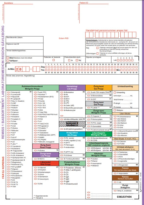 Remiss 1 Bassortiment Klinisk Kemi Region Gävleborg / 100