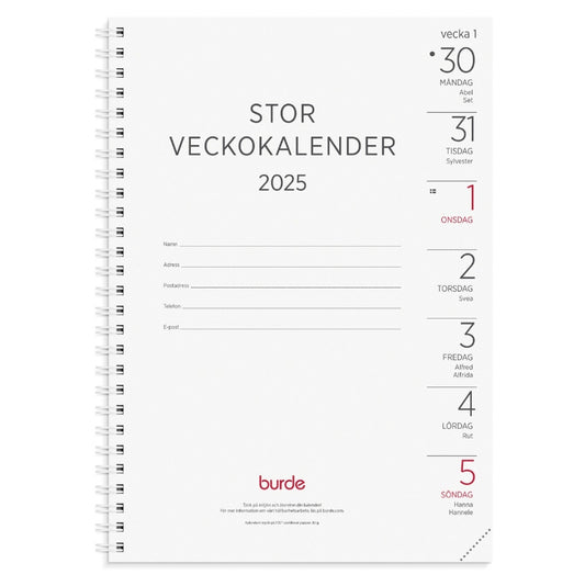 Stor Veckokalender Refill - 1100