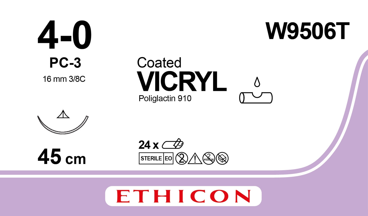 Vicryl Sutur 4-0 PC-3 45cm Ofärgad / 24