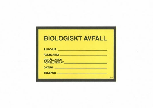 Etikett Biologiskt Avfall 105 x 152mm / 100