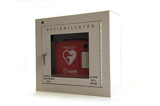 Väggskåp med larm för Defibrillator