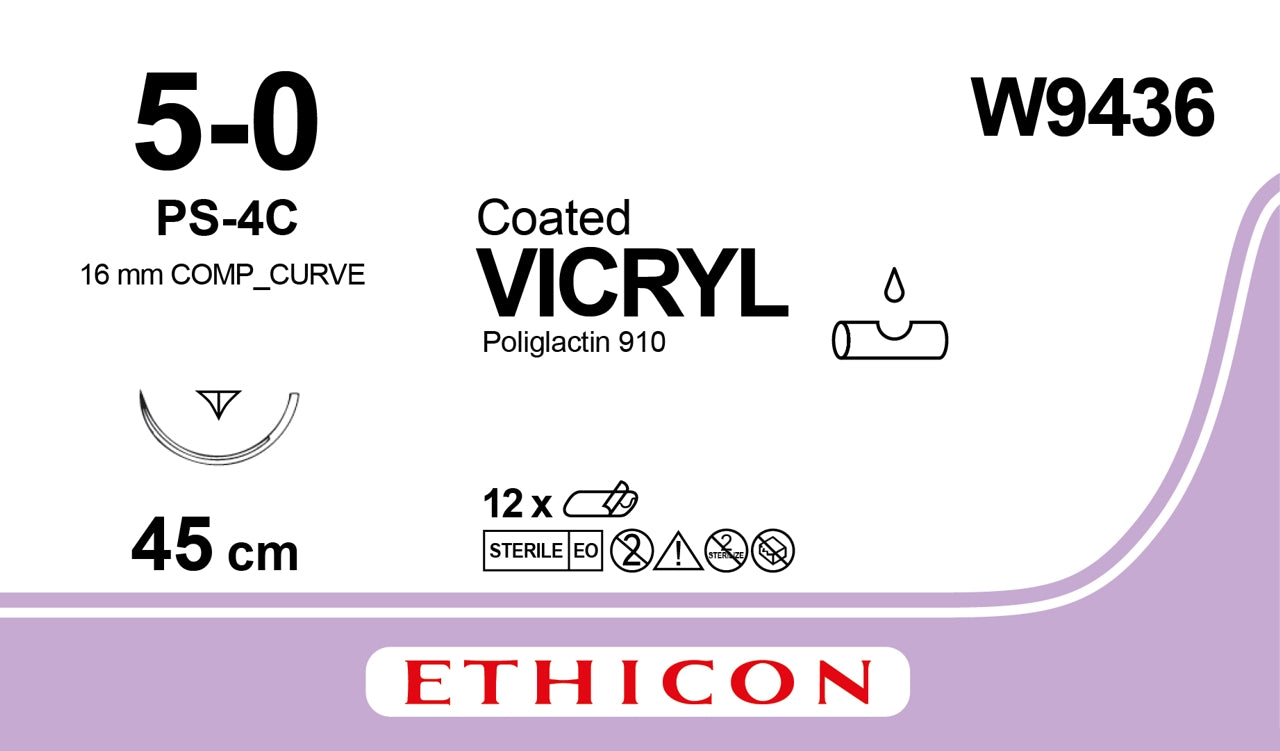 Vicryl Sutur 5-0 PC-4C 45cm Ofärgad / 12