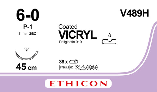 Vicryl Sutur 6-0 P-1 45cm Ofärgad / 36