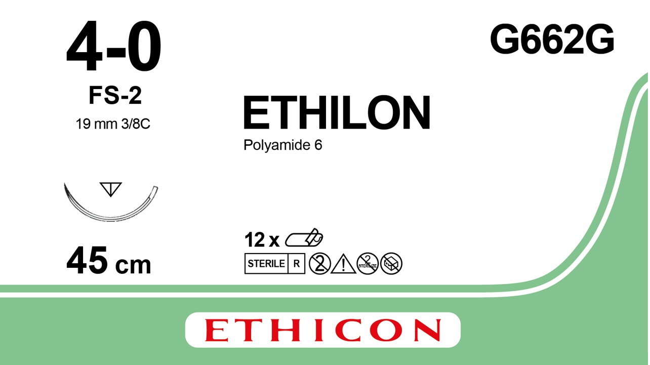 Ethilon Sutur 4-0 FS-2 45cm Grön / 12