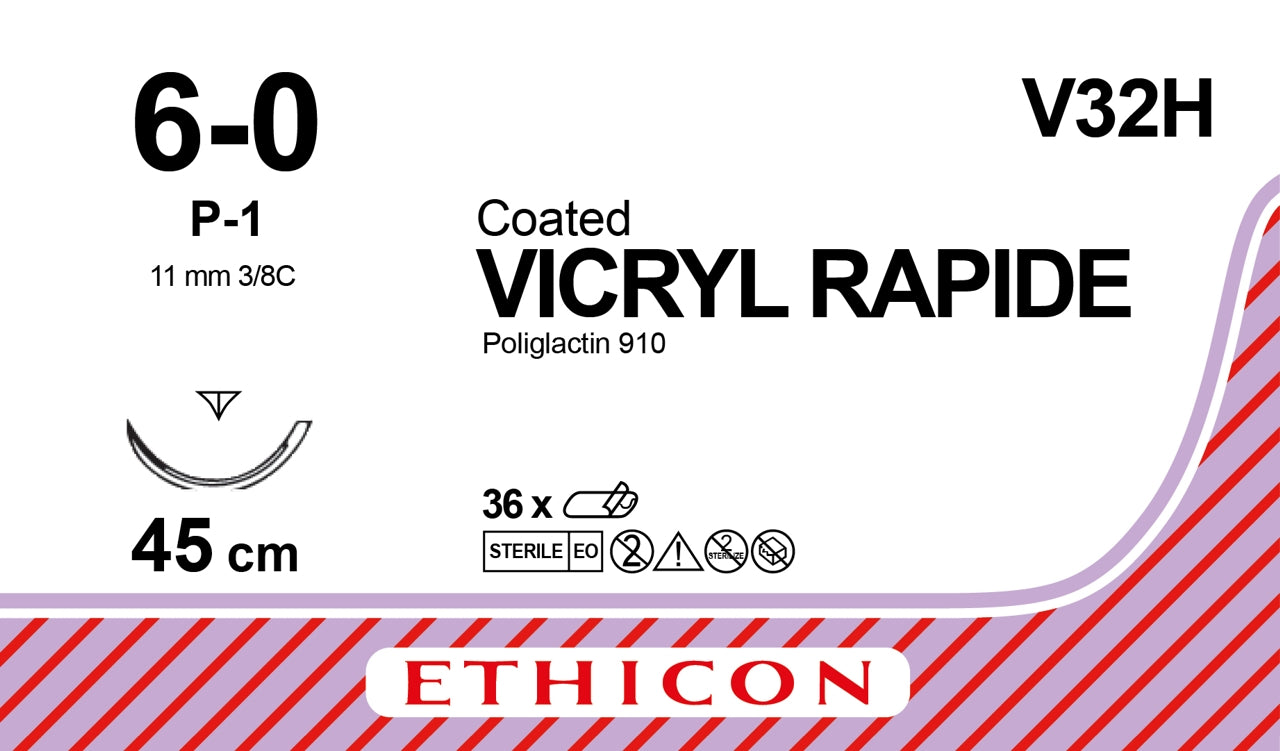 Vicryl Rapid Sutur 6-0 P-1 45cm Lila / 36