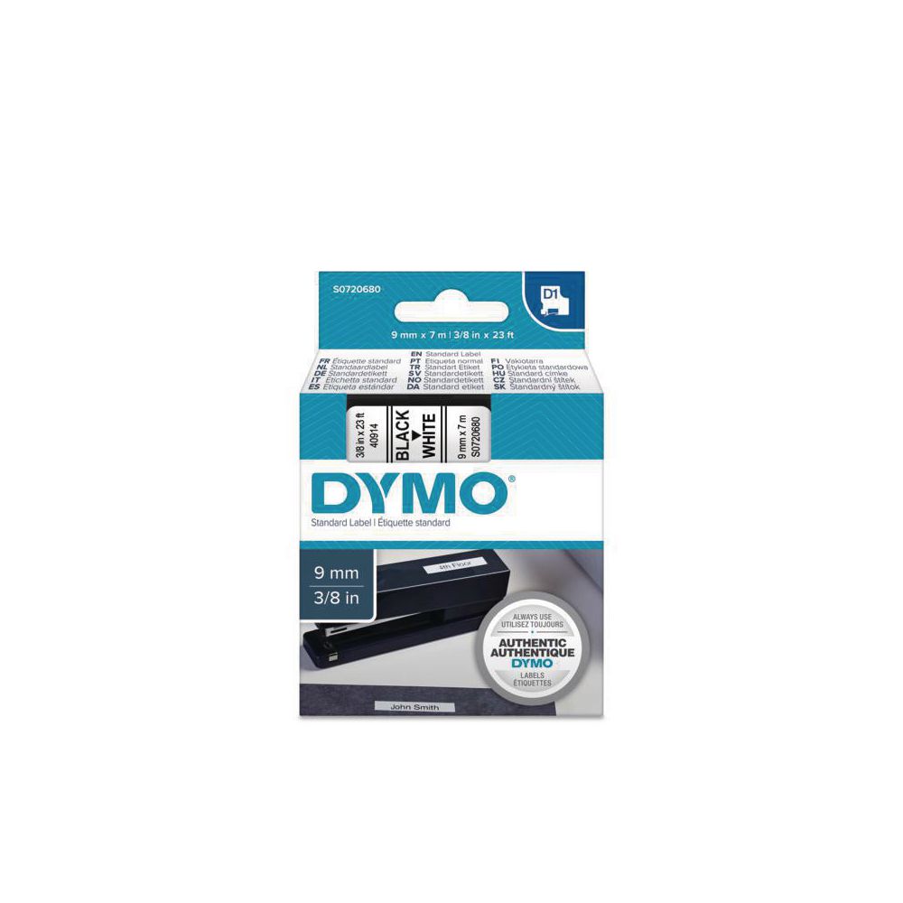 Tape DYMO D1 9mm svart på vit