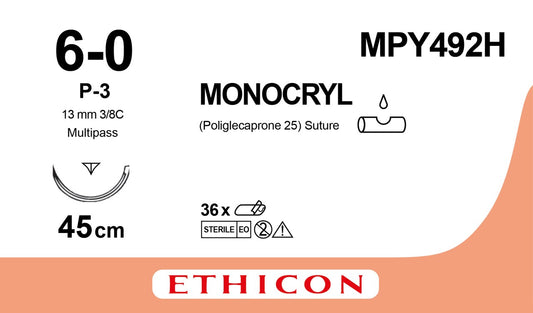 Monocryl Sutur 6-0 P-3 45cm Ofärgad / 36