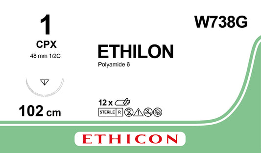 Ethilon Sutur 1-0 CPX 100cm Svart / 12