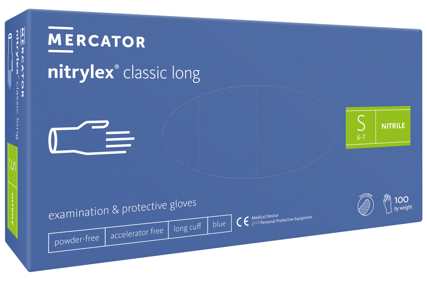 Nitrilhandske Mercator Nitrylex Classic Long Blå S / 100