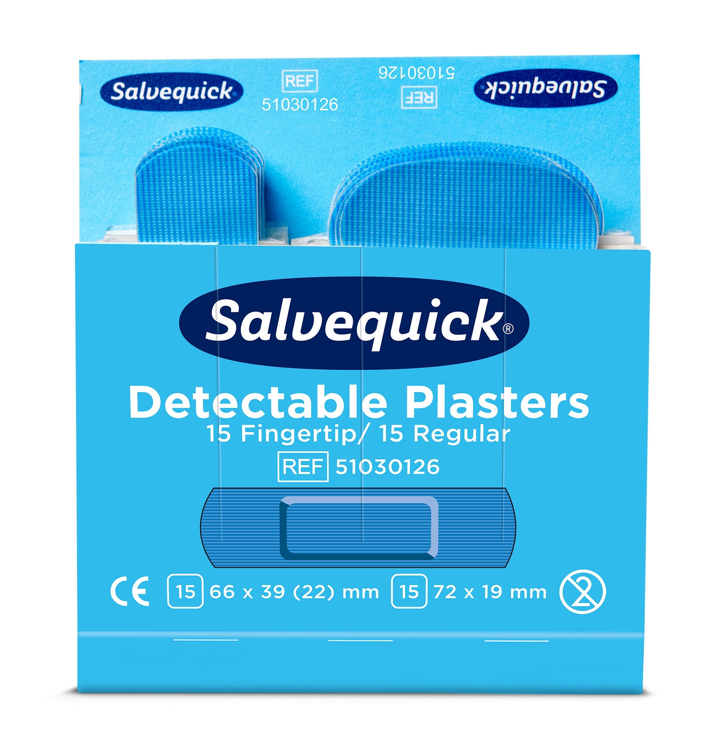 Salvequick Blue Detectable Plåster Fingertip/Regular / 6